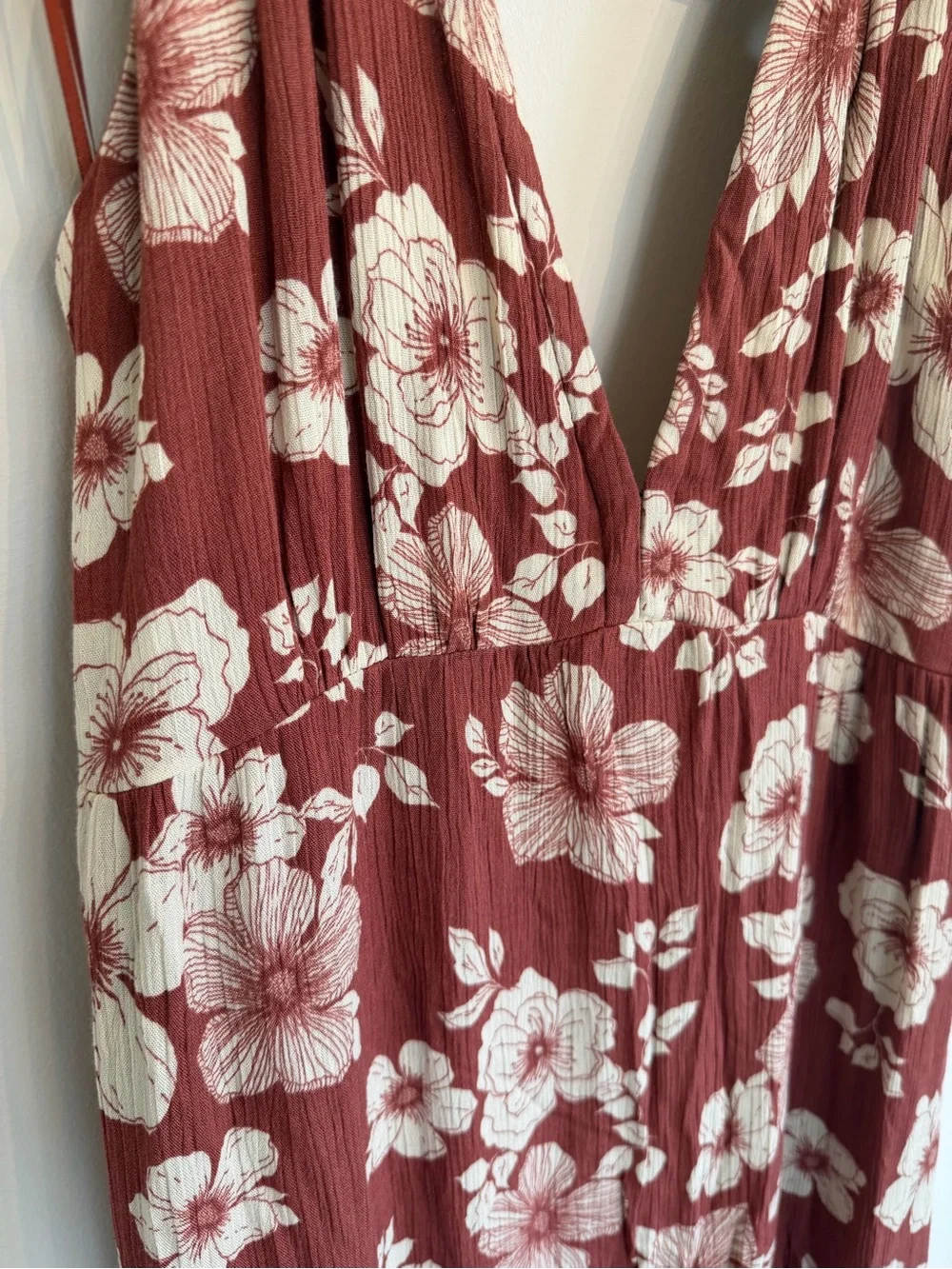 Abercrombie Floral Tie-Shoulder Maxi Dress in Dusty Rose